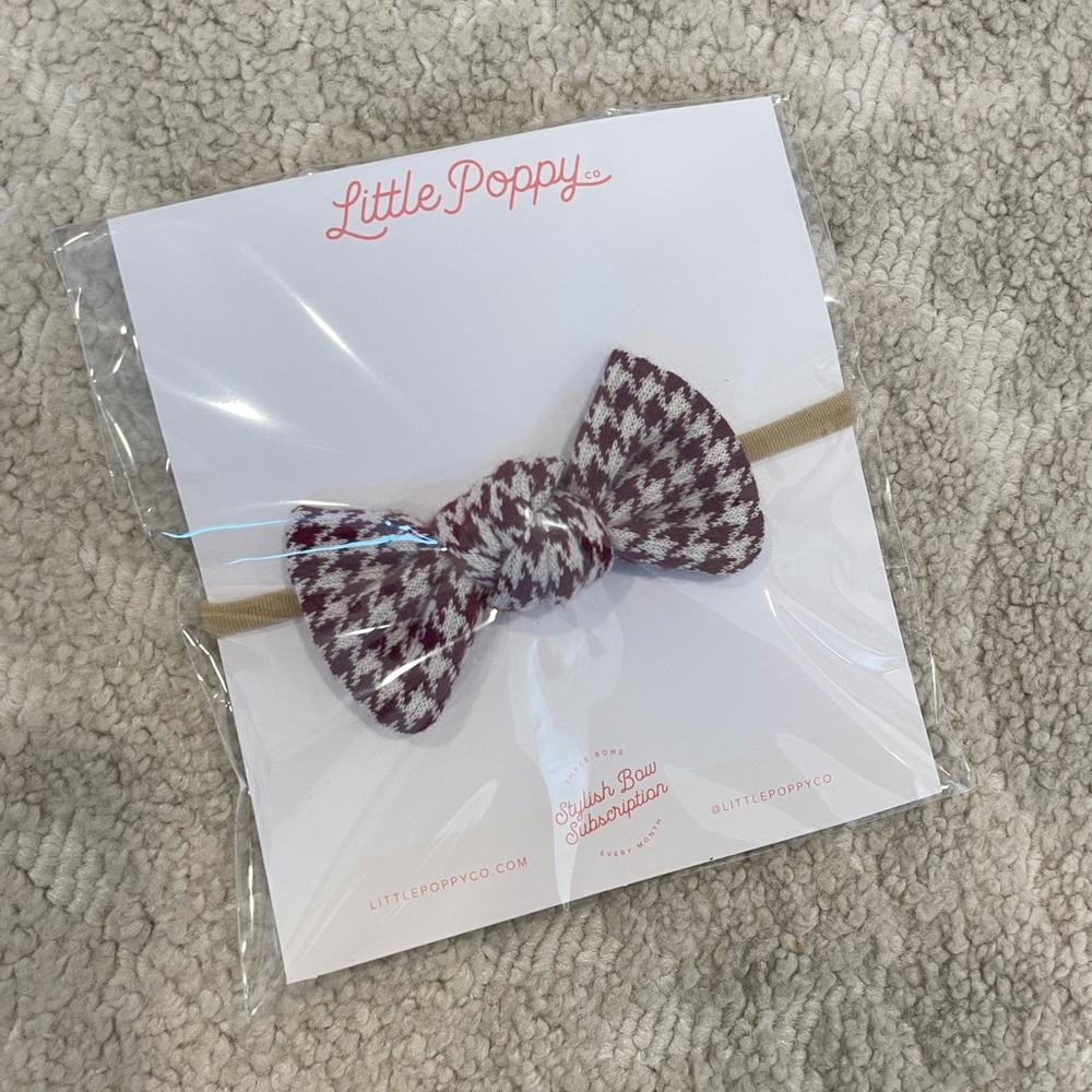 Little poppy co baby toddler girl bow bows nylon beige maroon neutral